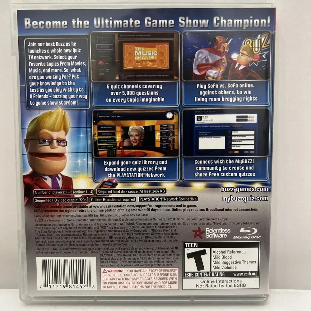 🔥Buzz Quiz‎ TV (DISC ONLY) - Sony PlayStation 3